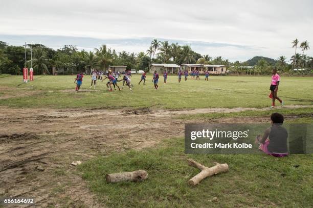 General view is seen during the Fiji National Rugby League western conference Nadroga zone boys under 18 match between the Korolevu Ruggers and the...