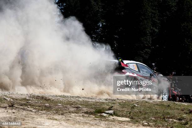 Elfyn Evans and Craig Parry in Ford Fiesta WRC of M-Sport World Rally Team in action during the SS10 Vieira do Minho of WRC Vodafone Rally de...