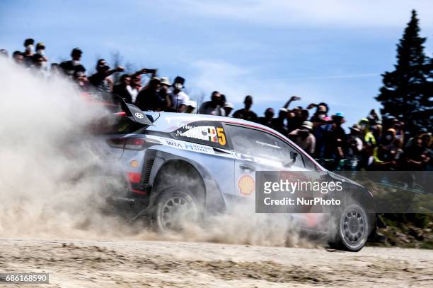 Thierry Neuville and Nicolas Gilsoul in Hyundai i20 Coupe WRC of Hyundai Motorsport in action during the SS10 Vieira do Minho of WRC Vodafone Rally...