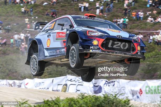 Dani Sordo and Marc Marti in Hyundai i20 Coupe WRC of Hyundai Motorsport in action during the SS10 Vieira do Minho of WRC Vodafone Rally de Portugal...