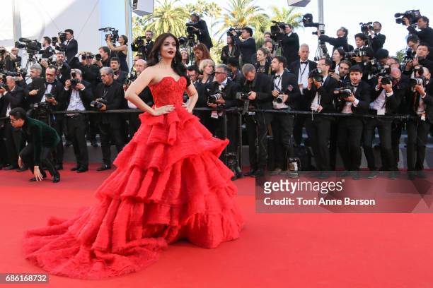 Aishwarya Rai attends the "120 Battements Par Minutes " screening during the 70th annual Cannes Film Festival at Palais des Festivals on May 20, 2017...
