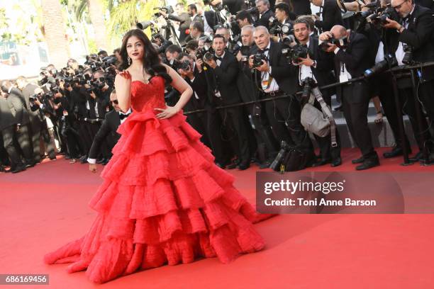 Aishwarya Rai attends the "120 Battements Par Minutes " screening during the 70th annual Cannes Film Festival at Palais des Festivals on May 20, 2017...