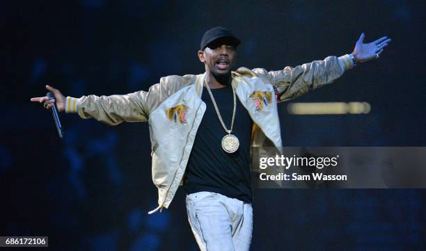 Recording artist Fabolous performs during a stop of Chris Brown's The Party Tour at MGM Grand Garden Arena on May 20, 2017 in Las Vegas, Nevada.
