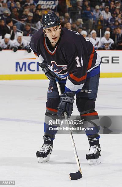Scott Lachance of the Vancouver Canucks waits on the ice during the game against the Washington Capitals on January 19, 2002 at MCI Center in...