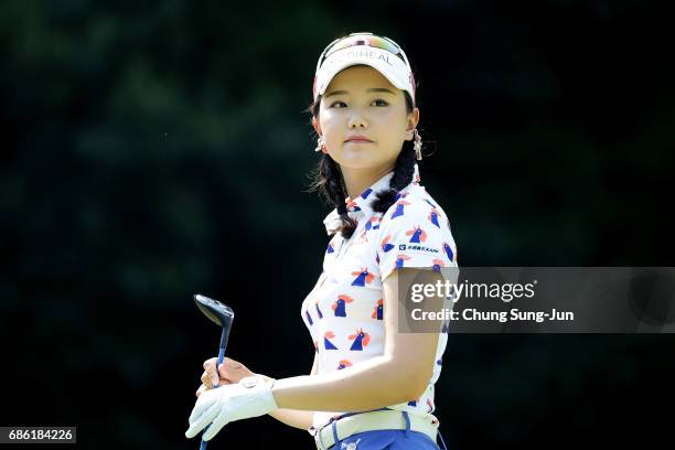 Yuting Seki of China on the 5th hole during the final round of the Chukyo Television Bridgestone Ladies Open at the Chukyo Golf Club Ishino Course on...