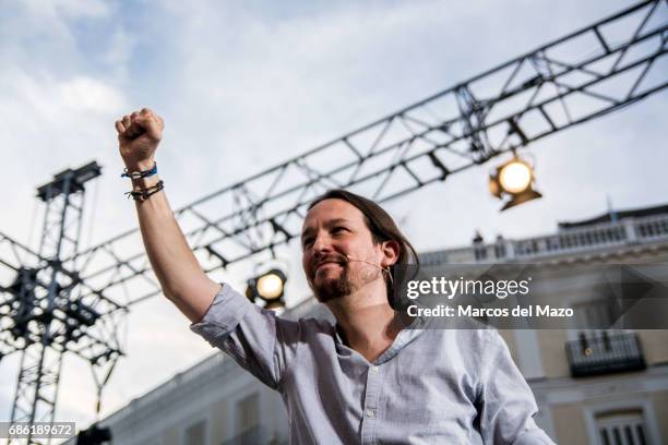 Pablo Iglesias, leader of Podemos during a demonstration supporting a vote of no confidence to President Mariano Rajoy.