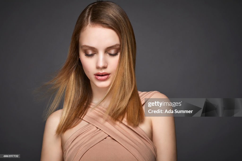 Studio shot of a beautiful young woman