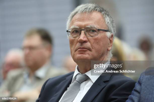 Franz Josef Schumann during the awarding ceremony of Hermann-Neuberger-Award on May 19, 2017 in Saarbruecken, Germany.