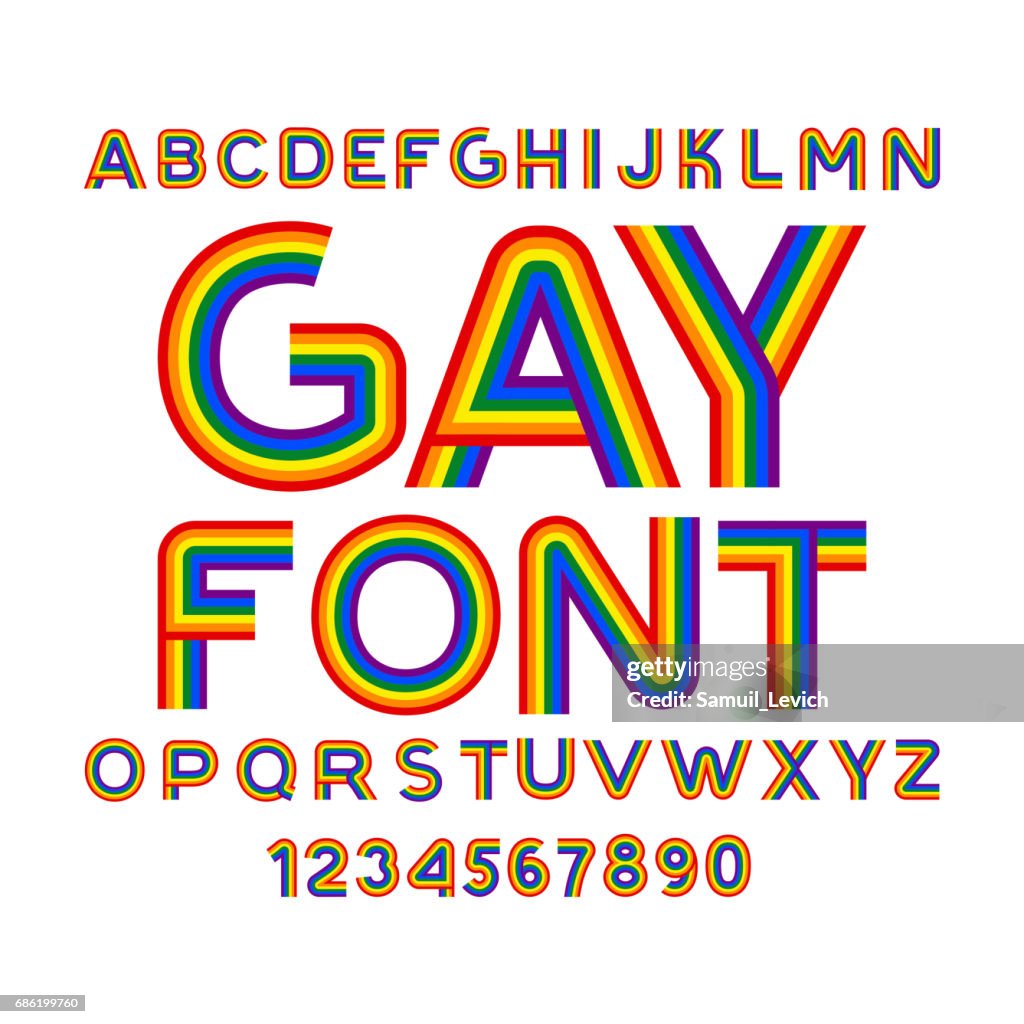 Androgynous Lettering Gay Font Rainbow Letters Lgbt Abc For Symbol Of Gays And Lesbians ...