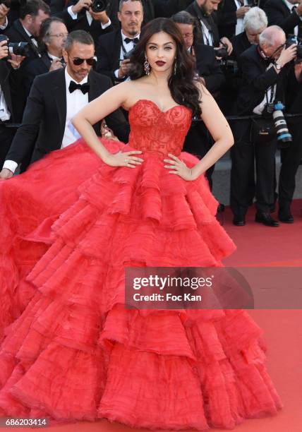 Aishwarya Rai attends the '120 Beats Per Minute ' screening during the 70th annual Cannes Film Festival at Palais des Festivals on May 20, 2017 in...