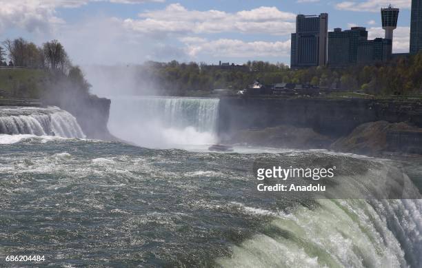 View of the Niagara falls is seen in Canada, North America on May 08, 2017. Niagara Falls is one of the largest tourist attractions in North America....