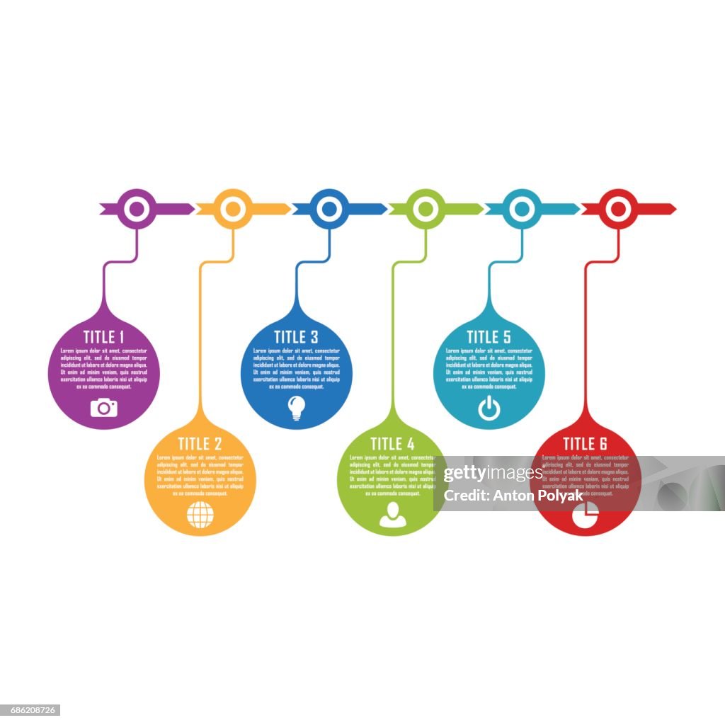 Timeline Graph Options Infographic Timeline Template With 6 Options Parts Steps Can Be Used ...