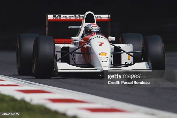 Michael Andretti of the United States drives the Marlboro McLaren McLaren MP4/8 Ford HBE7 V8 during the Italian Grand Prix on 12 September 1993 at...