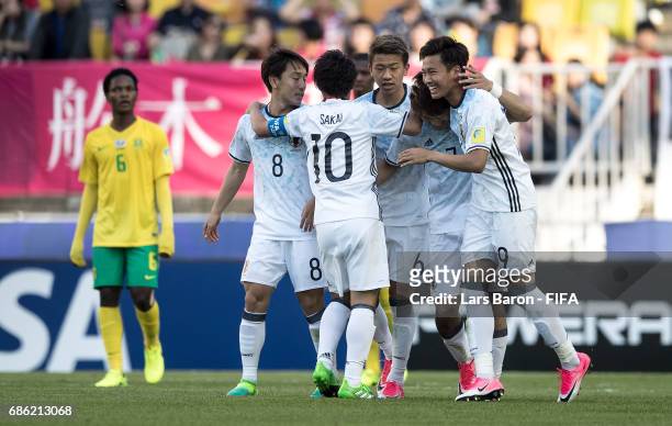 Koki Ogawa of Japan celebrates after scoring his teams first goal during the FIFA U-20 World Cup Korea Republic 2017 group D match between South...