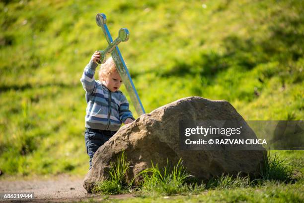 excalibur - koning arthur stockfoto's en -beelden