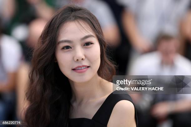 South Korean actress Kim Min-hee poses on May 21, 2017 during a photocall for the film 'Claire's Camera ' at the 70th edition of the Cannes Film...
