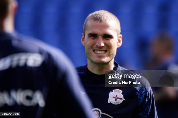 Alex Bergantinos midfielder of Deportivo de La Coruña during the La Liga Santander match between Deportivo de La Coruña and Union Deportiva Las...