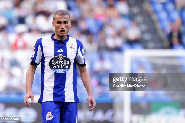 Alex Bergantinos midfielder of Deportivo de La Coruña during the La Liga Santander match between Deportivo de La Coruña and Union Deportiva Las...