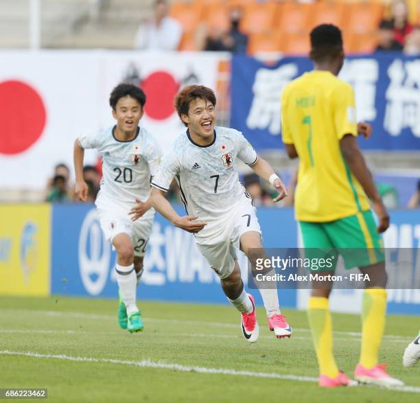 Ritsu Doan of Japan celebrates after scoring their second goal during the FIFA U-20 World Cup Korea Republic 2017 group D match between South Africa...