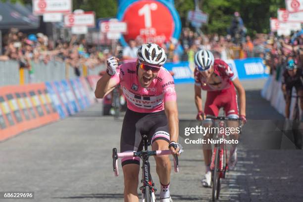 Arrival Tom DUMOULIN Pink Leader Jersey Celebration during the 100th Tour of Italy 2017, Giro Stage 14, Castellania - Oropa-Biella 1142m on May 20,...