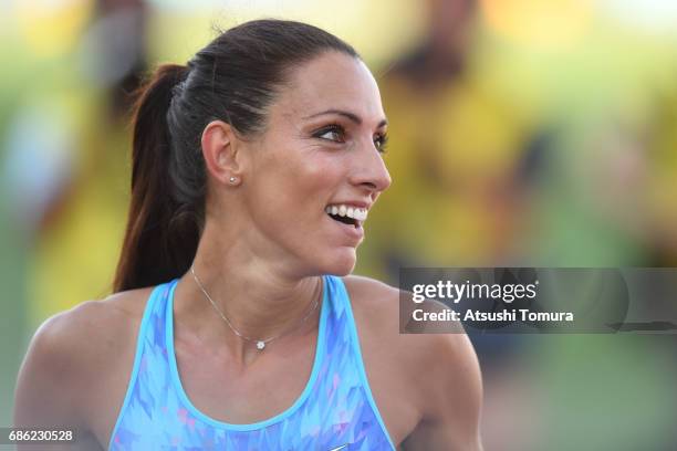 Ivet Lalova-Collio of Bulgaria smiles after winning the Women's 100m during the SEIKO Golden Grand Prix at Todoroki Athletics Stadium on May 21, 2017...
