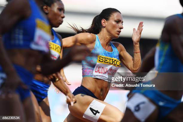 Ivet Lalova-Collio of Bulgaria competes in the Women's 200m during the SEIKO Golden Grand Prix at Todoroki Athletics Stadium on May 21, 2017 in...