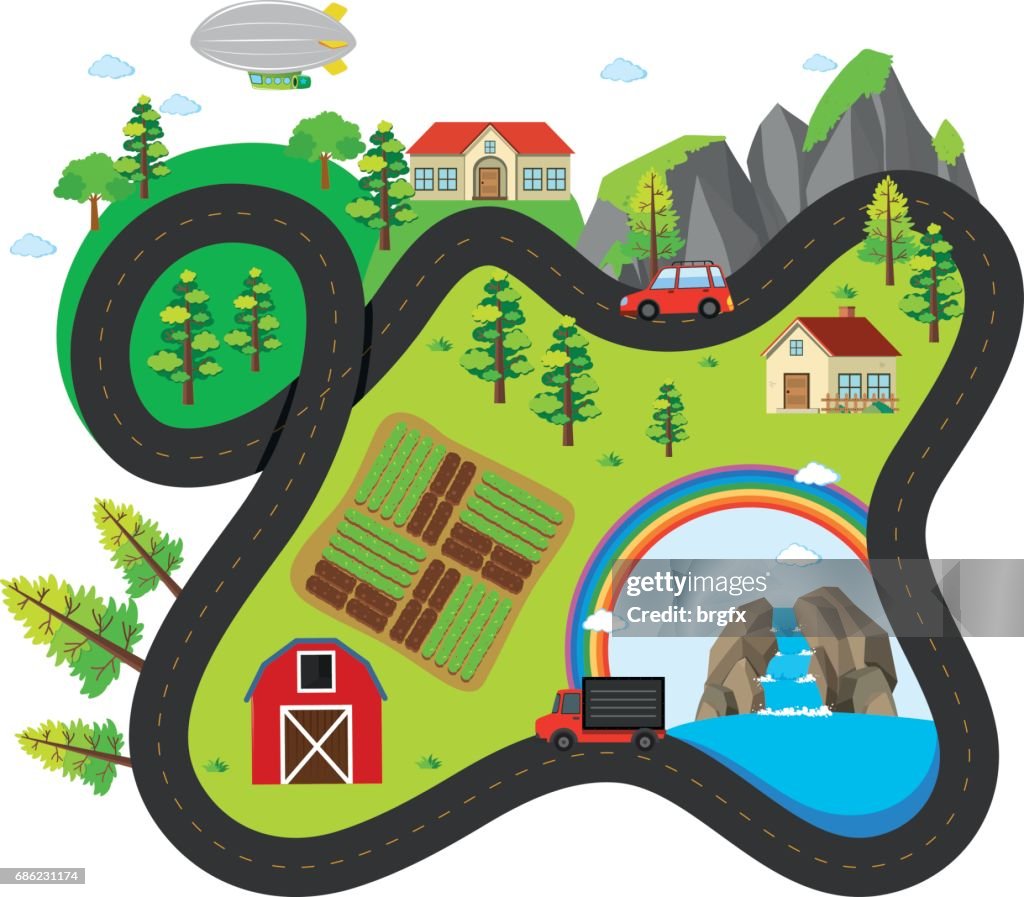 Map Country Side Road Map Around The Countryside High-Res Vector Graphic - Getty Images