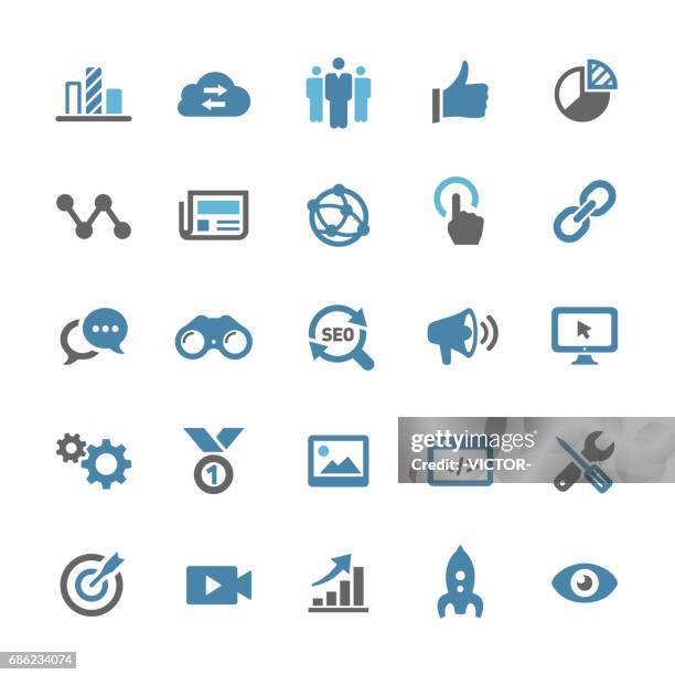 internet marketing icons - qual series - website launch icon stock illustrations