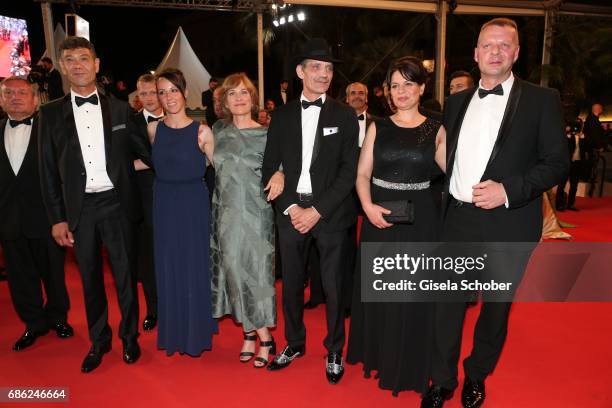 Syuleyman Alilov Letifov, Vyara Borisova , Valeska Grisebach, Meinhard Neumann, Veneta Fragnova, Reinhard Wetrek attend the "Western" screening...