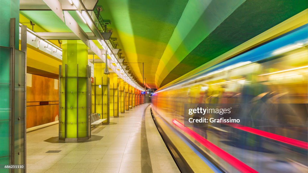 Futuristic subway station in Munich Germany