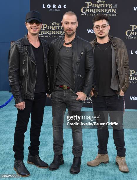 Actors Matthew Lawrence, Joey Lawrence and Andrew Lawrence arrive at the premiere of Disney's 'Pirates of the Caribbean: Dead Men Tell No Tales' at...
