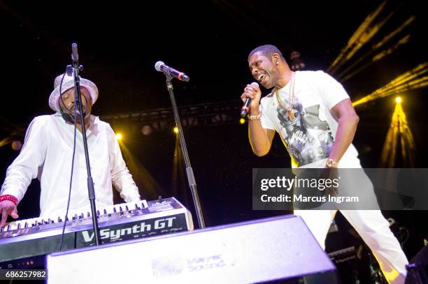 Singers Teddy Riley and Keith Sweat perform on stage during 2017 Atlanta Funkfest at Wolf Creek Amphitheater on May 20, 2017 in Atlanta, Georgia.