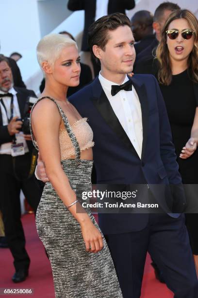 Kristen Stewart and actor Josh Kaye attend the "120 Battements Par Minutes " screening during the 70th annual Cannes Film Festival at Palais des...