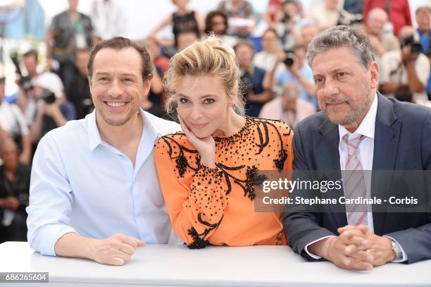 Actors Stefano Accorsi and Jasmine Trinca Stefano Accorsi with director Sergio Castellitto attend "Fortunata" photocall during the 70th annual Cannes...