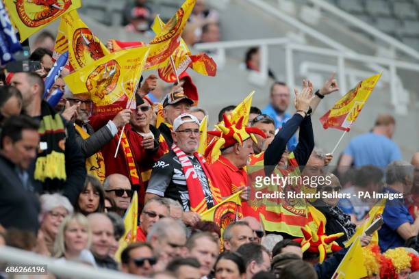 Catalan Dragons fans during day two of the Betfred Super League Magic Weekend at St James' Park, Newcastle.