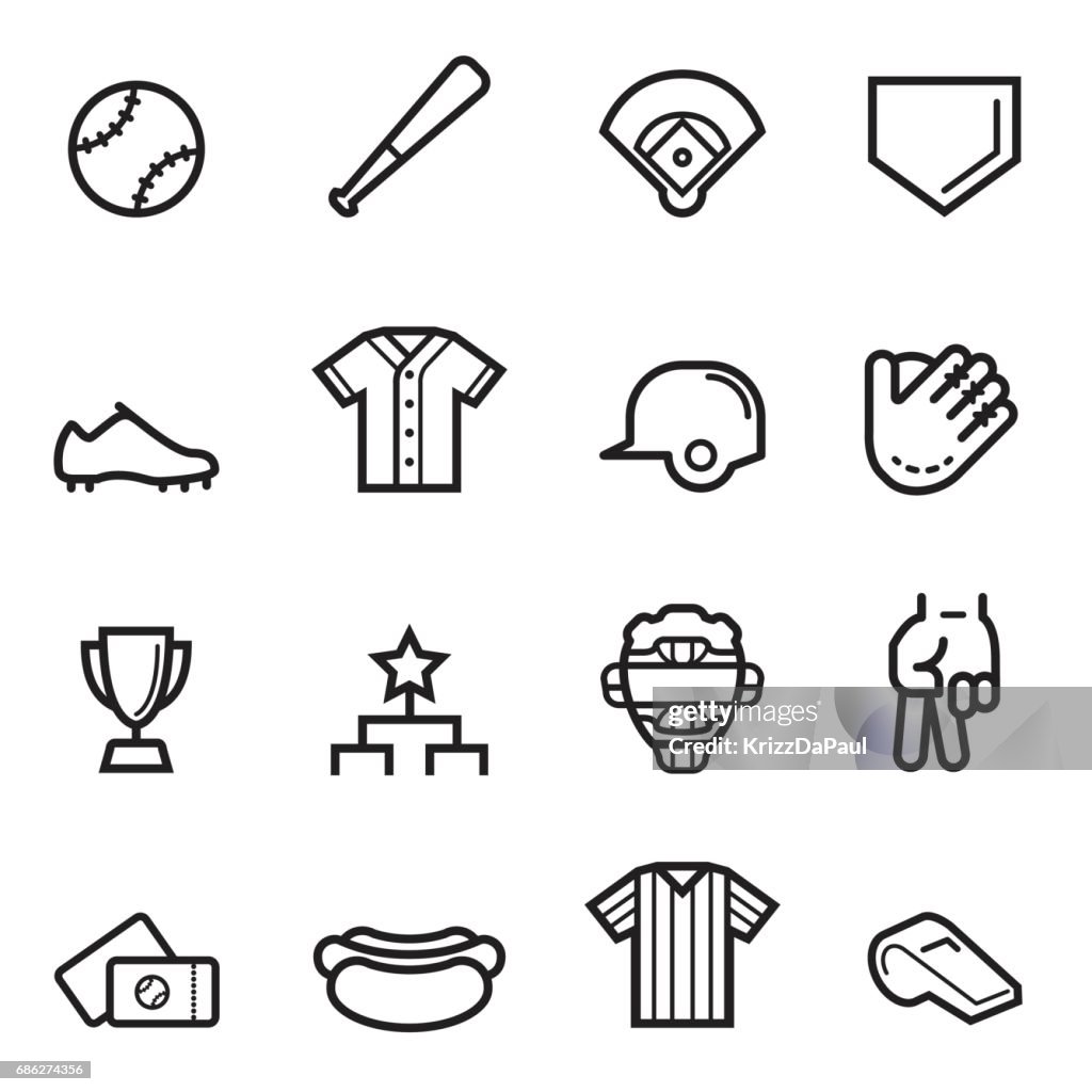 Baseball Thin Line Icons