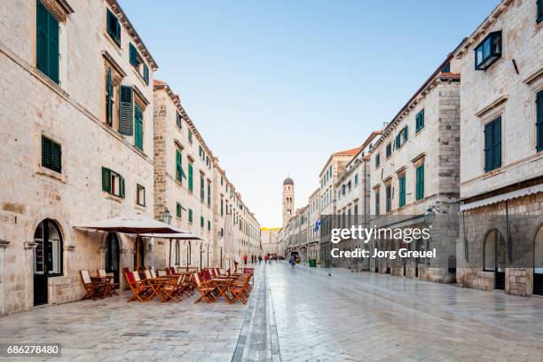 stradun street, dubrovnik (dawn) - dubrovnik old town foto e immagini stock