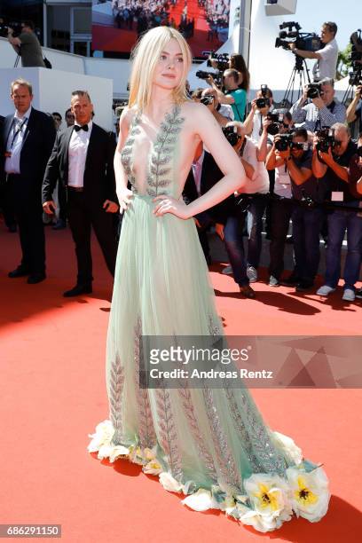 Actress Elle Fanning attends the "How To Talk To Girls At Parties" screening during the 70th annual Cannes Film Festival at on May 21, 2017 in...