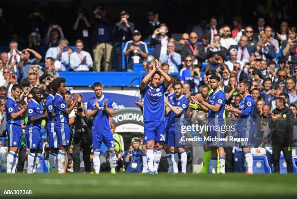 John Terry of Chelsea shows appreciation to the fans as he is subbed off during the Premier League match between Chelsea and Sunderland at Stamford...