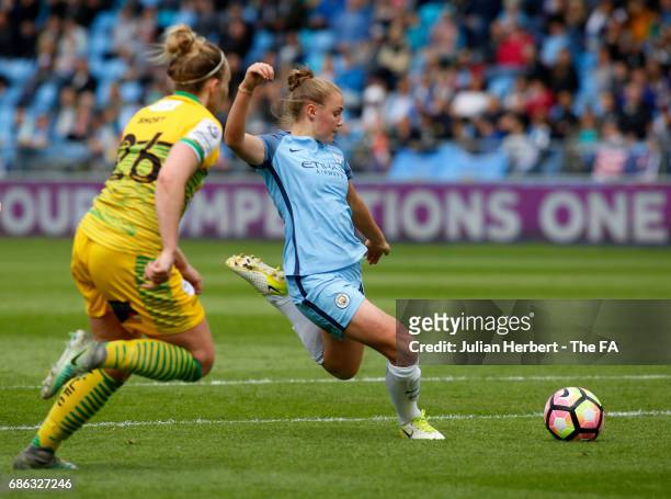 Georgia Stanway of Manchester City Women in action during the WSL Spring Series Match between Manchester City Women and Yeovil Town Ladies at Etihad...