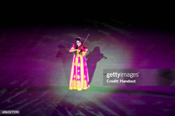 In this handout image supplied by Qatar 2022, A general view during the official opening ceremony of Khalifa International Stadium on May 19, 2017 in...