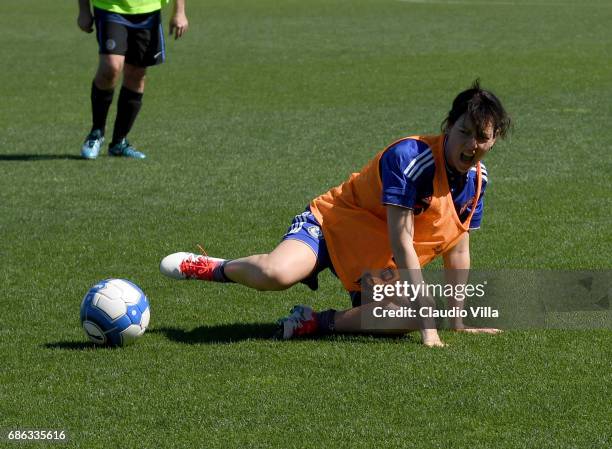 Cristiana Capotondi in action during a friendly match during the Italian Football Federation Kick Off Seminar on May 21, 2017 in Florence, Italy.