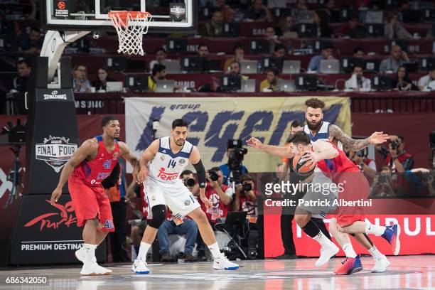 Nando de Colo, #1 of CSKA Moscow competes with Jeffery Taylor, #44 of Real Madrid in action during Third Place Game 2017 Turkish Airlines EuroLeague...