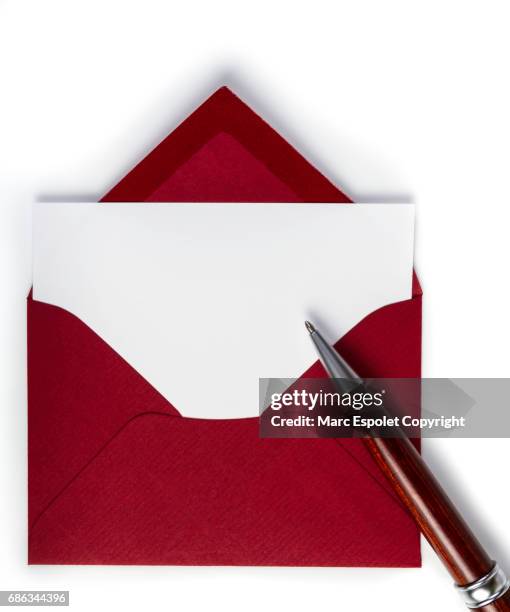 envelope - red pen single object stock pictures, royalty-free photos & images