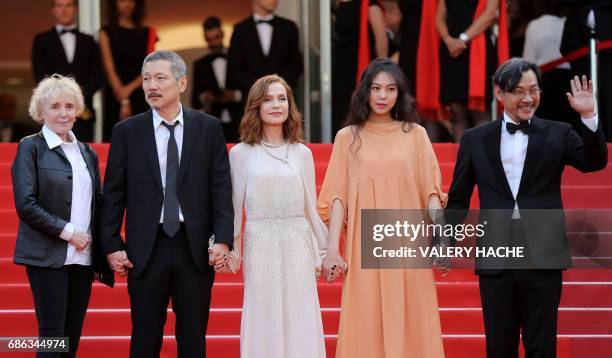 French director and producer Claire Denis, South Korean director Hong Sang-soo, French actress Isabelle Huppert, South Korean actress Kim Min-hee and...