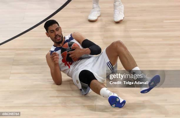 Gustavo Ayon, #14 of Real Madrid in action during Third Place Game 2017 Turkish Airlines EuroLeague Final Four between CSKA Moscow v Real Madrid at...