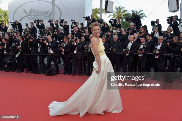 Actress Heike Makatsch attends the "The Meyerowitz Stories" screening during the 70th annual Cannes Film Festival at Palais des Festivals on May 21,...
