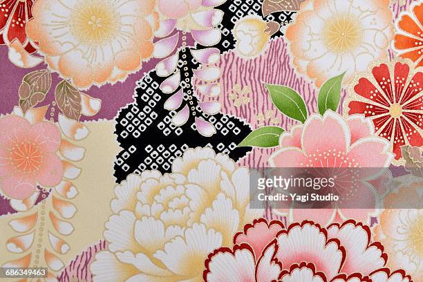 the japanese kimono, close up - 花柄 布 ストックフォトと画像