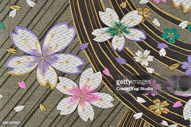 the japanese kimono, close up - embroidery stock-fotos und bilder
