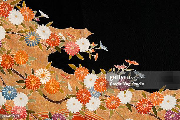 the japanese kimono, close up - 花柄 布 ストックフォトと画像